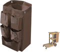 Large Capacity Waterproof Janitorial Cart Bag with 6 Brass Grommets, 25 Gallon, Brown with 5 Pockets
