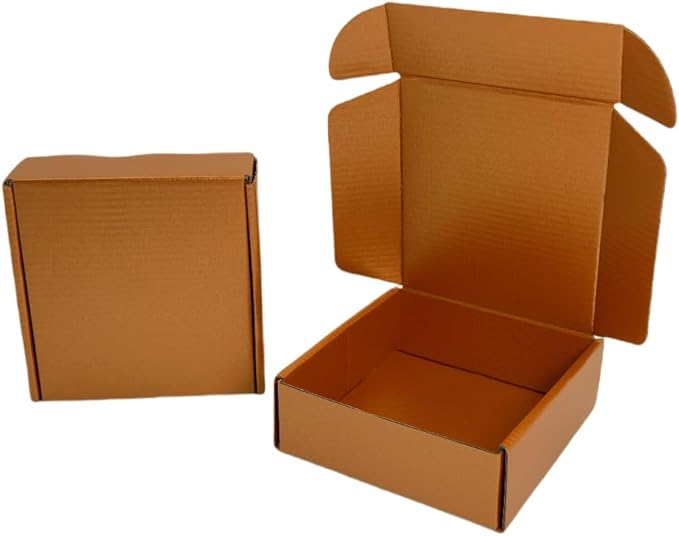 15 Pcs 6 x 6 x 2 inches Corrugated Cardboard Gift Boxes Recyclable Shipping Boxes for Mailing & Holidays, Wedding, Birthday, Gifts Packaging (Copper, 6 x 6 x 2")