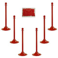 Mr. Chain Plastic Stanchion Kit with 50 Feet of 2-Inch Link Chain and C-Hooks, Red, Pack of 6 (71005-6)