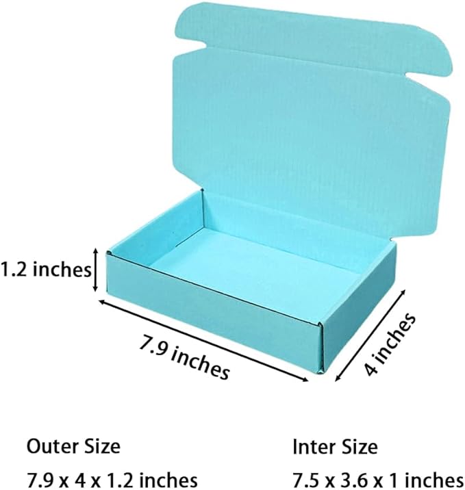 50 Pcs 7.9 x 4 x 1.2 inches Shipping Boxes for Small Business Cardboard Corrugated Mailer Boxes for Shipping Packaging Holidays Craft Gifts Phone Case Packaging (Sky Blue, 7.9 x 4 x 1.2")