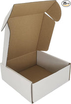 5x5x2'' Corrugated Mailers, 25 Pack, Cardboard Shipping Boxes, White (CM552-25)