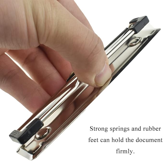 HAHIYO 4.72 Inches Silver Metal Clipboard Clips with Rubber Grips 5 Pack Mountable Sturdy Strong Springs with Rivets Document File Wood Plastic Clips Board for Office School Home