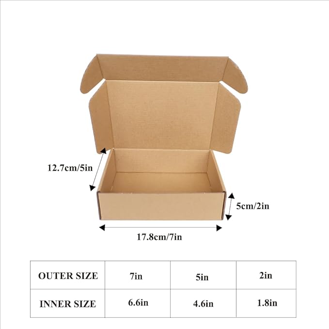 Shipping Boxes Corrugated Cardboard Mailer Boxes Literature Mailer for Packaging Small Business Craft Gifts Giving Products (Brown, 7x5x2)