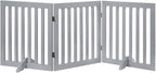 Unipaws Indoor 3 Panels Classic Freestanding Wooden Foldable Pet Gate with Support Feet - Grey, 20" W x 24" H