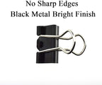 HAHIYO Binder Clips Paper Clamps Spring Steel Sturdy Small 0.75 inches Width 0.28 Inch Capacity No Sharp Edges Heavy Duty Tight Grip Reusable Black Metal Bright Finish for Home Office School 30 Pack