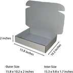 20 Pcs 15.8 x 10.2 x 2 inches Shipping Boxes for Small Business Cardboard Corrugated Mailer Boxes for Shipping Packaging Holidays Craft Gifts Giving Products (Silver, 15.8 x 10.2 x 2")