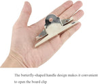 HAHIYO 3.94 Inches Metal Silver Clipboard Clips Butterfly-Shaped Clipboard Hardware Secure Grip Mountable Sturdy Springs with Rivets Document File Wood Plastic Clips Board for Office School Home, 3P