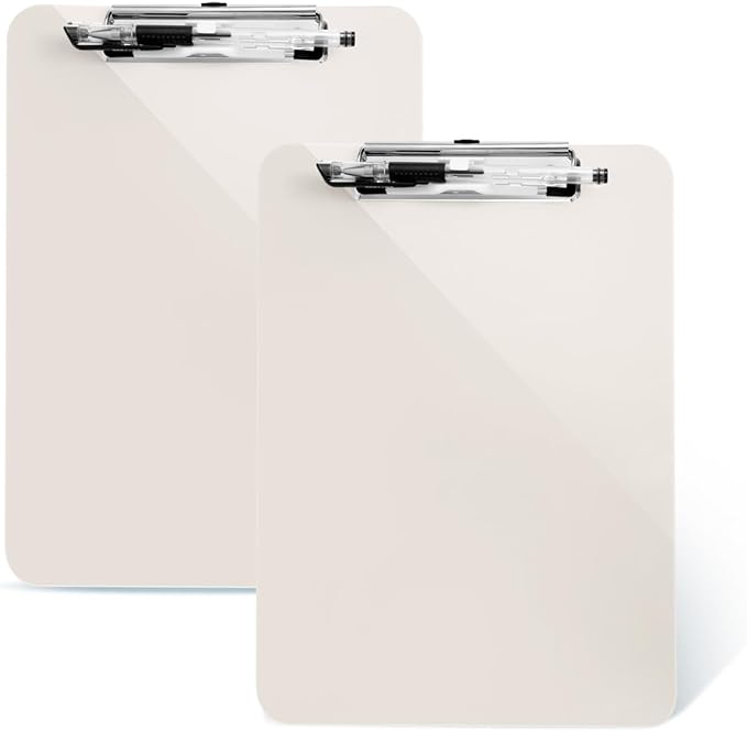 2 PCS Plastic Clipboard with Pen Holder,Standard A4 Letter Size,Nursing Clip Boards 8.5x11 Heavy Duty,Low Profile Clipboards for Women Kids Teacher,School Office Home,Light Gray