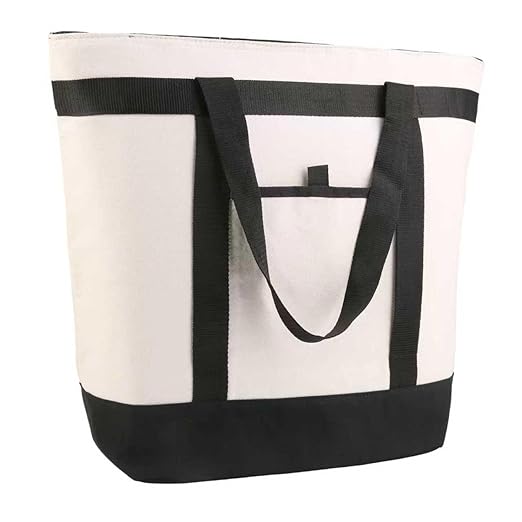 Insulated Cooler Bag, Tote Bag for Grocery Shopping, DIY Your Creative Designs, Cooler Bags Insulated, Pizza/Food Delivery Bag to Keep Cold/Hot (Purified Cotton, Non-Waterproof, Beige