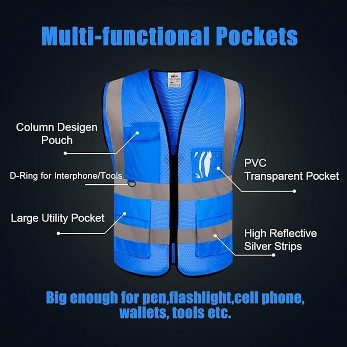 BeautyWill 10/20 Pack Custom Logo Safety Vest,Bulk High Visibility Class 2 Reflective Work Vests