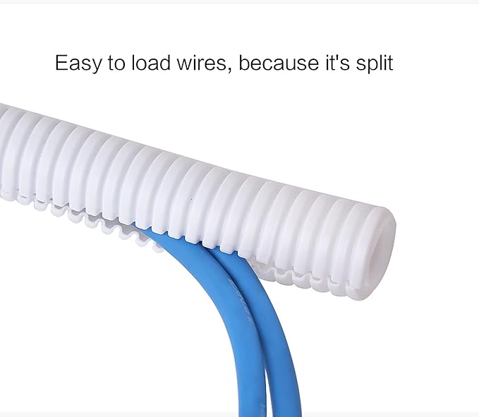 Alex Tech 100ft - 1/2 inch Split Wire Loom Tubing - White