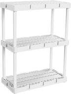 Gracious Living 3 Shelf Knect-A-Shelf Solid Light Duty Storage Unit 12 x 24 x 33 Organizer for Home, Garage, Basement & Laundry, White
