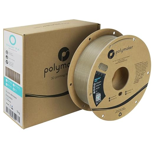 Polymaker PLA Filament, Olive Brown 3D Printing PLA Filament 1.75mm 1kg - PolyLite 3D Printer PLA Filament, Dimensional Accuracy +/- 0.03mm, Compatible with Most 3D Printer, Olive Brown