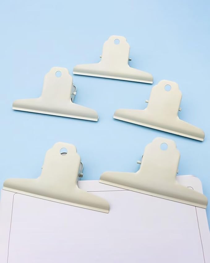 2PCS Extra Large Binder Clips Metal Bulldog Clips Large Paper Clamps Holder Chip Clips for Home School Office Drawing Bag White 4inch