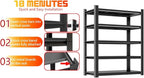 Garage Shelves,14-48''W Heavy-Duty Storage Shelves, Double-Layer Uprights, Thickened Shelves, Waterproof &Rustproof, Suitable for Indoor & Outdoor Use. (BLACK, 5TIER 45''W*16''D*72''H, 5-TIER)