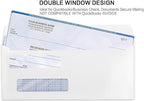 #8 Double Window Security Check Envelopes, No.8 Double Window Bussiness Envelopes Designed for QuickBooks Checks - Computer Printed Checks - 3 5/8 X 8 11/16 (NOT for INVOICES) - 24 LB - 100 PACK