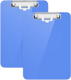 Hongri Plastic Clipboard with Pen Holder, Blue 8.5x11 Letter Size Clip Board for Classroom, Office, Students, Nurses and Women, Low Profile Clip, Size 12.5 x 9 in(Pack of 2)