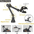Helping Hands Magnetic Soldering Clamp with 2.16-inch Jaw Opening, Super Clamp with 1/4 and 3/8 Thread, Flexible Articulating Arms with Clamps, Magnetic PCB Clip for Heat Gun Repairing DIY Work
