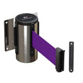 Crowd Control Warehouse - CCW Series WMB-120 Fixed Wall Mount Retractable Belt Barrier - 11 Foot, Purple Belt with Stainless Steel Case