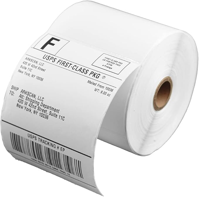 SL450 4x6 Shipping Label in 1 Roll (450 Pages per roll) Support Arkscan Label Printers, Compatible w/Zebra LP2844, Zp-450, Zp-500, Zp-505 and Other Brands, It's Designed for Direct Thermal, White.