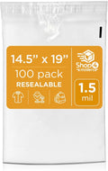 Shop4Mailers 14.5 x 19 Clear Plastic Poly Bags 1.5 Mil Self Seal Packaging for Apparel, Jewelry, Documents, Prints, Gifts, Storage – Resealable (100 Pack)