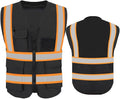 YOWESHOP High Reflective Visibility Safety Vest Custom Your Logo Safety Workwear with Reflective Strips and Front Zipper