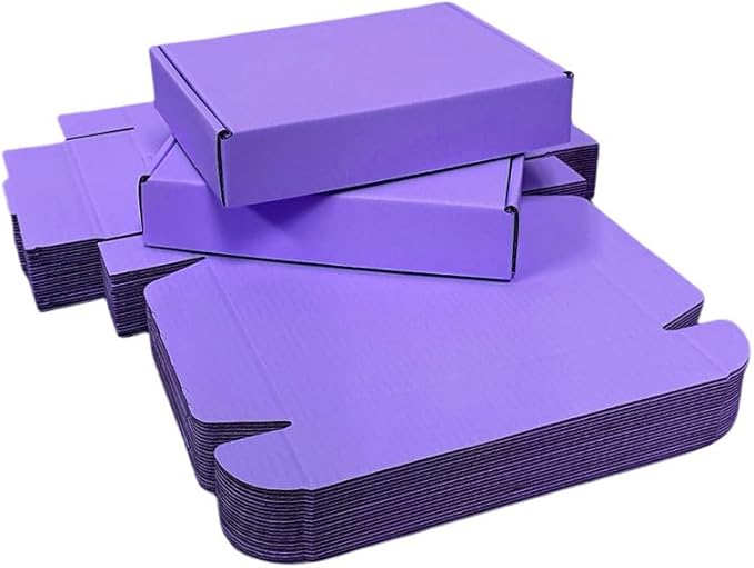 50 Pcs 10.6 x 6.5 x 2 inches Shipping Boxes for Small Business Cardboard Corrugated Mailer Boxes for Shipping Packaging Holidays Craft Gifts Giving Products (Lavender, 10.6 x 6.5 x 2")