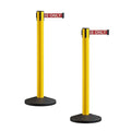 Crowd Control Warehouse CCW Series RBB-150 - Set of 2 Stanchion Retractable Belt Barriers - 16 Foot, Red"Authorized Access ONLY" White Letters Belt with Yellow Post - Easy Assembly