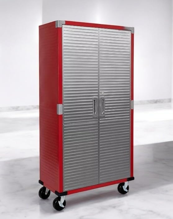 Heavy Duty Storage Solid Stainless Steel Cabinet with Lockable, Adjustable Shelf, Metal Garage Organizer (Red, 36" W x 18" D x 72" H)