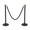BATTIFE Plastic Stanchion Posts with Black Velvet Ropes and Weighted Rubber-Plastic Base, Crowd Control and Queue Management Barrier Poles for Party, Event, Red Carpet (2 Pack)