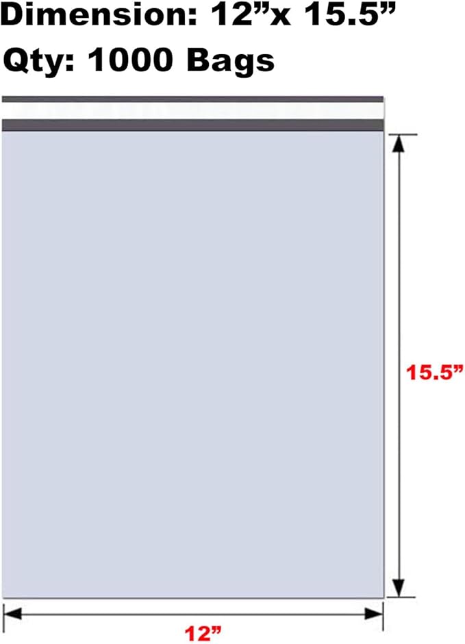 iMBAPrice Poly Mailers 12x15.5 Inch, 1000-Pack – Medium #5 White Shipping Bags for Clothing, Strong Self-Seal Adhesive Envelopes, Tear-Resistant Mailers for small Business Packaging