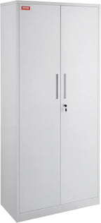 VEVOR Metal Storage Cabinet, Steel Locking Storage Cabinet with 2 Magnetic Doors and 4 Adjustable Shelves, 71'' Metal Cabinet 200 lbs Capacity per Shelf with 3 Keys, for Garage, Office, Home, White