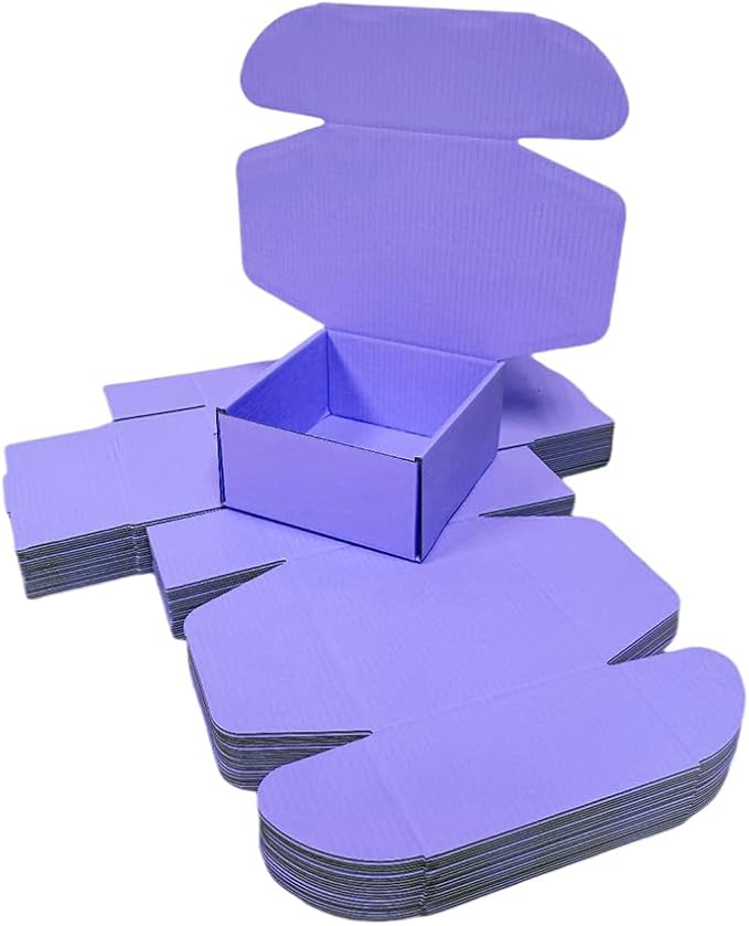 15 Pcs 6 x 6 x 3 inches Corrugated Cardboard Gift Boxes Recyclable Shipping Boxes for Mailing & Holidays, Wedding, Birthday, Gifts Packaging (Lavender, 6 x 6 x 3")