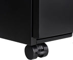 3-Drawer Lockable Mobile File Cabinet – Metal A4/Letter/Legal Size Storage for Home/Office, Pre-Assembled, Space-Saving Under-Desk Cabinet with Wheels (Black)