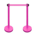 VIP Crowd Control Retractable Belt Stanchion Queue Safety Barrier Set, 36" Ht, 78" Belt (2 M.Pink Posts Pink Belt)