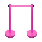 VIP Crowd Control Retractable Belt Stanchion Queue Safety Barrier Set, 36" Ht, 78" Belt (2 M.Pink Posts Pink Belt)