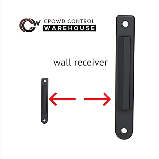 Crowd Control Warehouse - CCW Series WMB-120 Fixed Wall Mount Retractable Belt Barrier - 11 Foot, Black Belt with Black Steel Case, Crowd Control Barriers