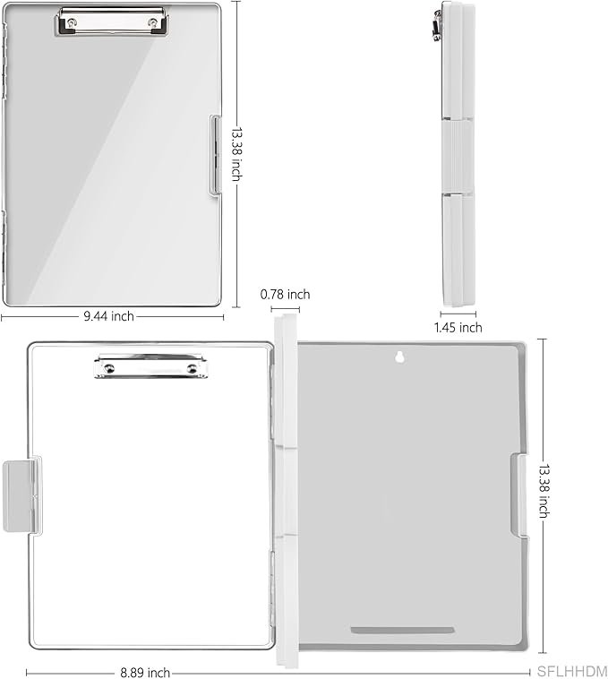 Clipboard with Storage,Heavy Duty Clip Boards 8.5x11 with 2 Storage Case,Clear Visible Top Panel Storage Clipboards,Side Opening Clip Boards,Nursing Clipboard Folder Case for Office Supplies-Lvory