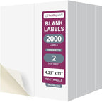 NextDayLabels – 4-1/4" x 11" Rectangular Sticker Labels for Printer - White Laser/Inkjet Printer Labels Return Address Labels Shipping Label Stickers (1000 Sheets, 2 Per Sheet, 2000 Labels)