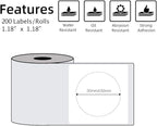 Phomemo Multi-Purpose Self-Adhesive Round Circle Label for Phomemo M110/M110S/M120/M200/M220 Label Maker, 1.18'' x 1.18'' (30x30 mm) Thermal Labels for Barcode, DIY Logo Design, Black on White