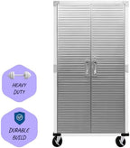 Heavy Duty Storage Solid Stainless Steel Cabinet with Lockable, Adjustable Shelf, Metal Garage Organizer (White, 36" W x 18" D x 72" H)