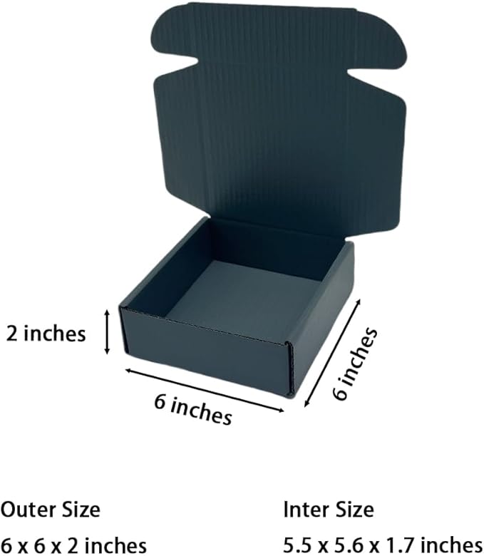 15 Pcs 6 x 6 x 2 inches Corrugated Cardboard Gift Boxes Recyclable Shipping Boxes for Mailing & Holidays, Wedding, Birthday, Gifts Packaging (Dark Gray, 6 x 6 x 2")