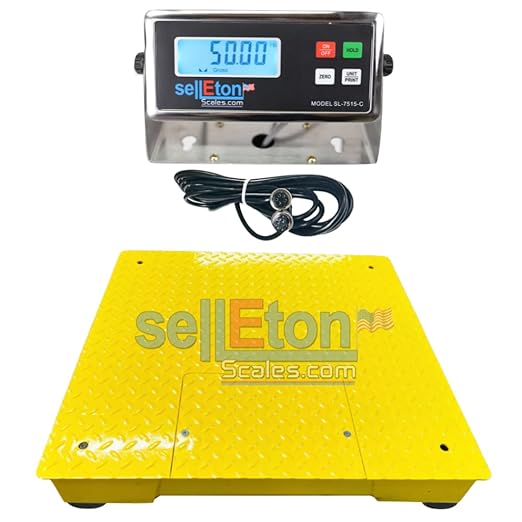 SellEton SL-700-2x2-5K 24" x 24" (2' x 2') Industrial Floor Scale with Capacity of 5000 lbs 1 lb - Yellow