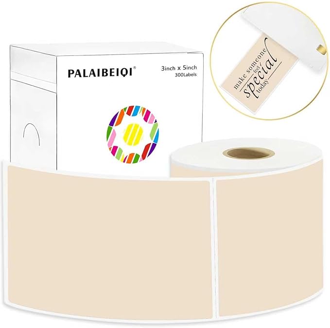 3x5 Inch Thermal Label Stickers,300Pcs Waterproof Rectangle Labels for Storage Bins,Moving Boxes,Address & Inventory Organization,Small Business Labeling,Light Brown