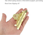 HAHIYO 3.94 Inches Metal Gold Clipboard Clips Butterfly-Shaped Clipboard Hardware Secure Grip Mountable Sturdy Springs with Rivets Document File Wood Plastic Clips Board for Office School Home, 3P