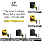 Crowd Control Warehouse - CCW Series WMB-220 Fixed Wall Mount Retractable Belt Barrier - 15 Foot, Authorized Access Only Belt with Black ABS Case, Crowd Control Barriers