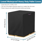 Pallet Cover, Waterproof Heavy Duty Pallet Covers Fits Large Pallets Up to 53" x 53" x 75", Fade Resistant Cargo Turnover Cover With Zipper