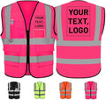 Personalized Safety Vest with Name & Logo - High Visibility Vest for Men & Women - 2” Wide Reflective Strips & 5 Pockets