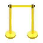 VIP Crowd Control Retractable Belt Stanchion Queue Safety Barrier Set, 36" Ht, 78" Belt (2 YEL Posts Yellow Belt)