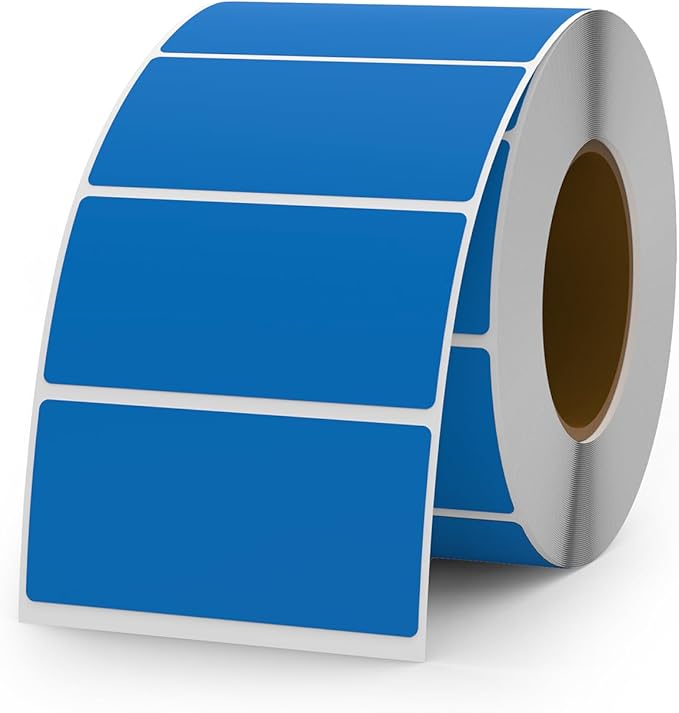 Blue Color Coding Labels 1 × 2 Inches Self-Adhesive Vinyl Rectangle Stickers Waterproof Name Tags Removable Roll for Office School Home 500 PCS